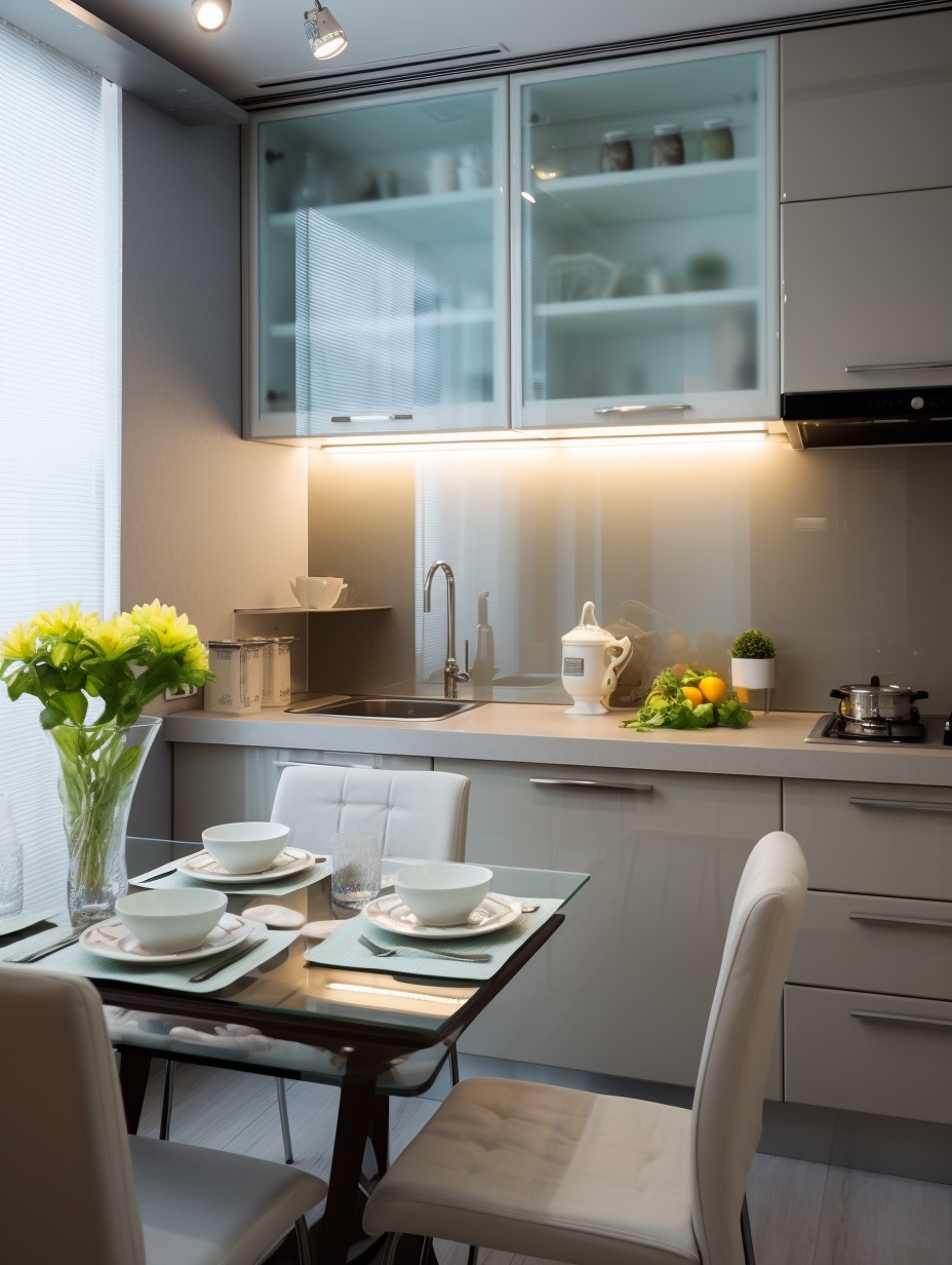 A Small Kitchen With A Dining Table 4