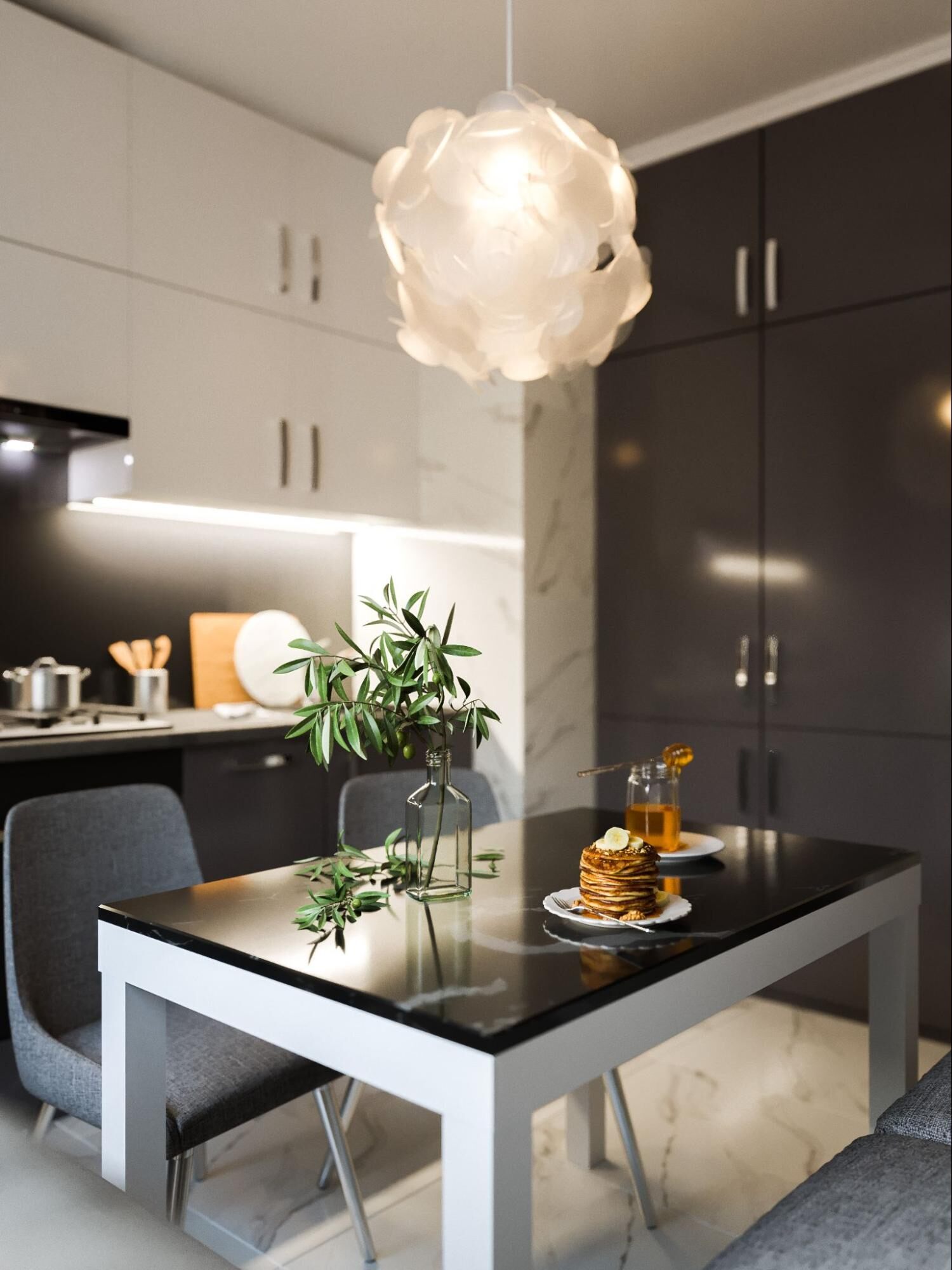 A Small Kitchen With A Dining Table 6