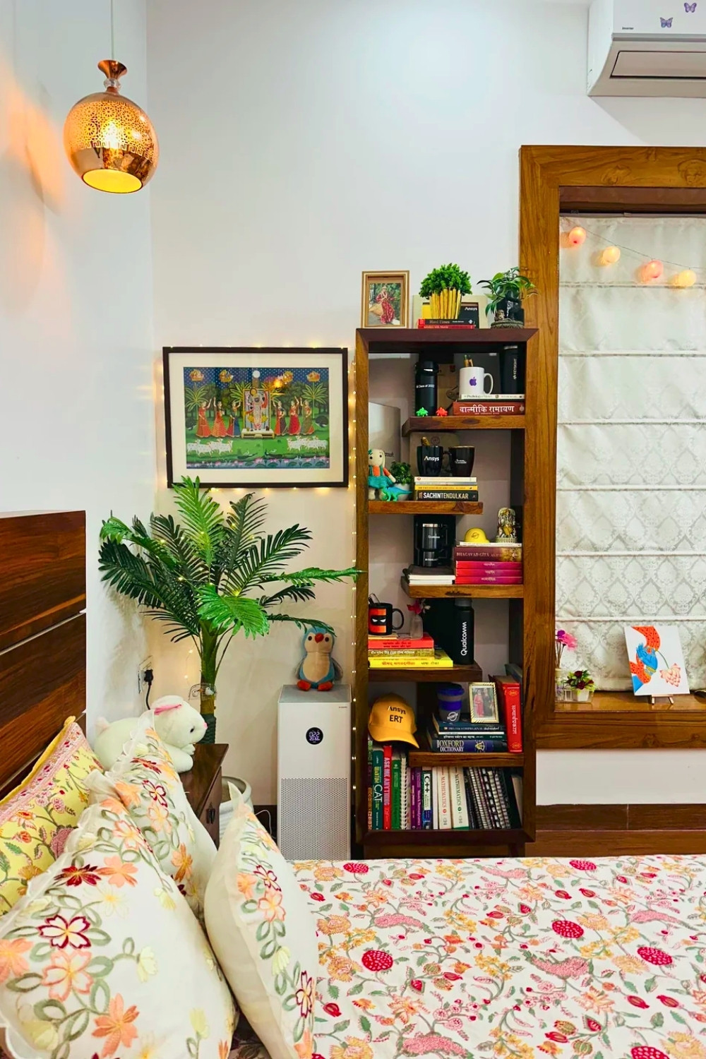 Bright and Cheerful Indian-Inspired Corner Shelf Setup